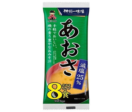 Shinshuichi Miso Instant Miso Soup with Green Laver, Reduced Salt, 8 meals x 12 bags 