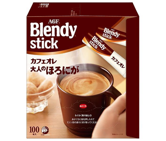 AGF Blendy Stick Cafe au Lait, Bittersweet for Adults (8.0g x 100 sticks) x 4 boxes 