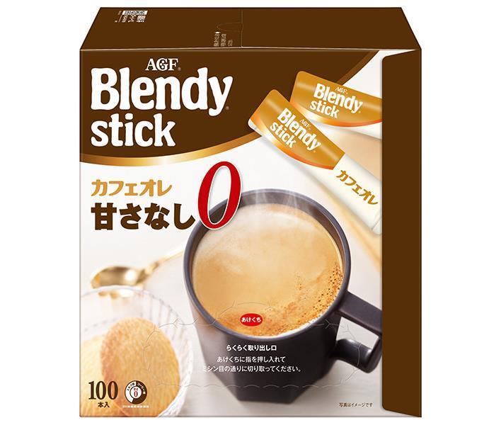 AGF Blendy Stick Cafe au Lait Unsweetened (8.3g x 100 sticks) x 4 boxes 