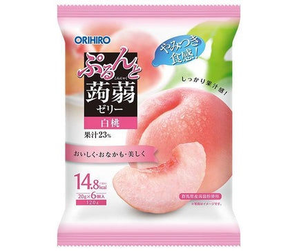 ORIHIRO Purunto Konjac Jelly White Peach 20g Pouch x 6 Pieces x 24 Bags 