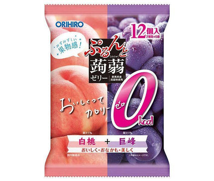 Orihiro Purunto Konnyaku Jelly Zero Calorie Pêche Blanche + Kyoho Pochette 18g x 12 pièces x 12 sachets 