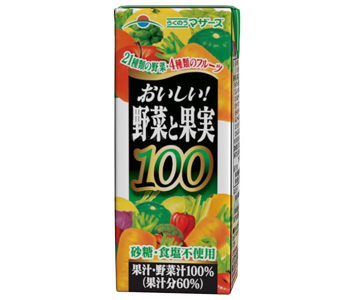 [11/25~ 10% off all products!!] Rakunou Mother's Delicious Vegetables and Fruits 200ml Paper Pack x 24 Bottles