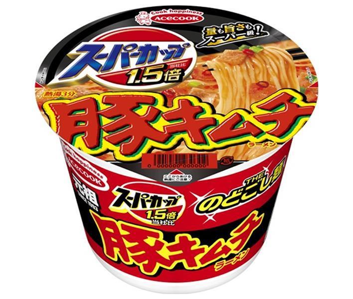 エースコック スーパーカップ1.5倍 豚キムチラーメン 107g×12個入