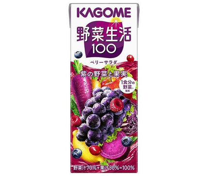 [11/25~ 10% off all products!!] Kagome Yasai Seikatsu 100 Berry Salad 200ml paper pack x 24 bottles