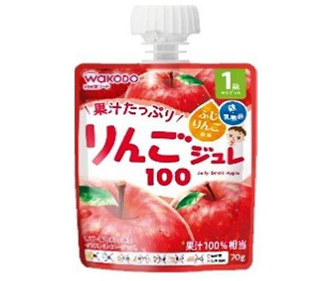 Wakodo MY Jelly Drink for 1 year old and up, Apple 100, 70g pouch x 24 pieces 