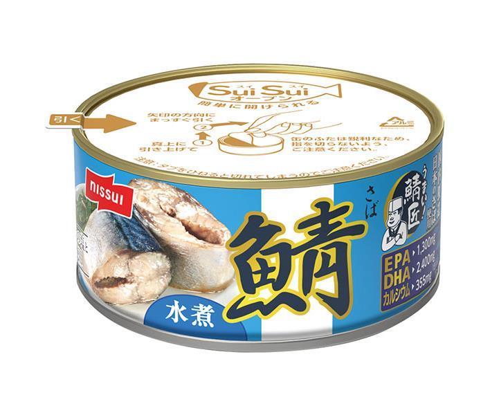 Nissui SuiSui Open Delicious! Saba Sho Boiled Mackerel 180g Can x 24 pieces 