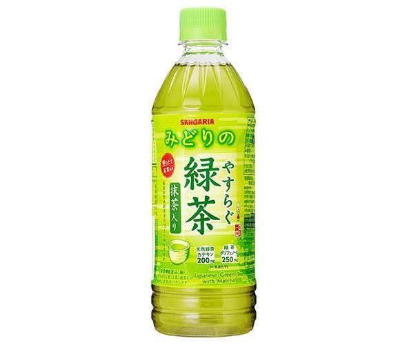 サンガリア やすらぐ抹茶入り緑茶 500mlペットボトル×24本入