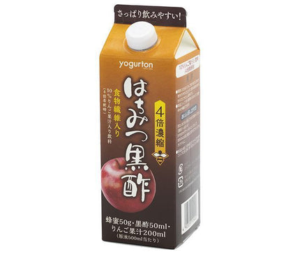 ヨーグルトン乳業 はちみつ黒酢 4倍濃縮 500ml紙パック×15本入