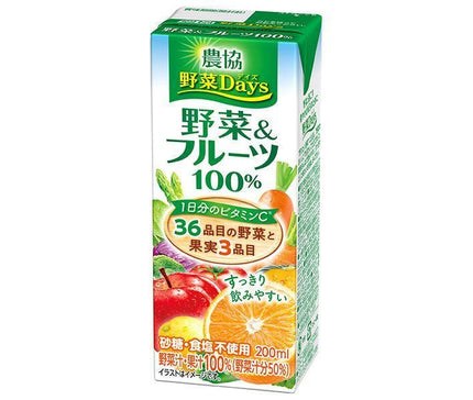 雪印メグミルク 農協 野菜Days 野菜＆フルーツ100% 200ml紙パック×18本入