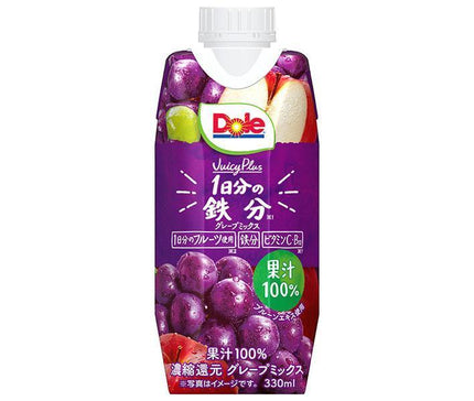 Megmilk Snow Brand Dole Juicy Plus 1 jour de fer 330 ml paquet de papier x 12 pièces 