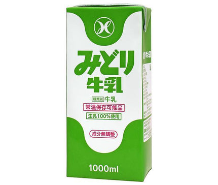 Kyushu Dairy Midori Milk 1000ml Paper Carton x 12 (6 x 2) 