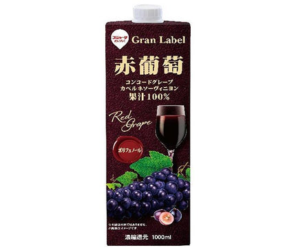 [11/25~ 10% off all products!!] Sujata Red Grape (concentrated) 1000ml paper pack x 6 bottles