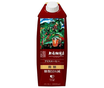 UCC Ueshima Coffee Shop Iced Coffee, Lightly Sweetened, 1000ml Paper Pack x 12 