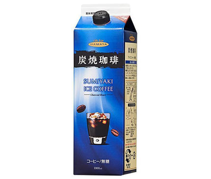 Hamaya Charcoal Grilled Iced Coffee Unsweetened 1000ml Paper Pack x 12 