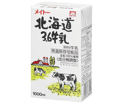 Kyodo Dairy Hokkaido 3.6 lait 1000 ml paquet papier x 6 bouteilles 