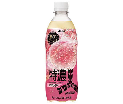 Asahi Beverages Mitsuya Tokuno Peach Squash Bouteille en plastique de 500 ml x 24 bouteilles 