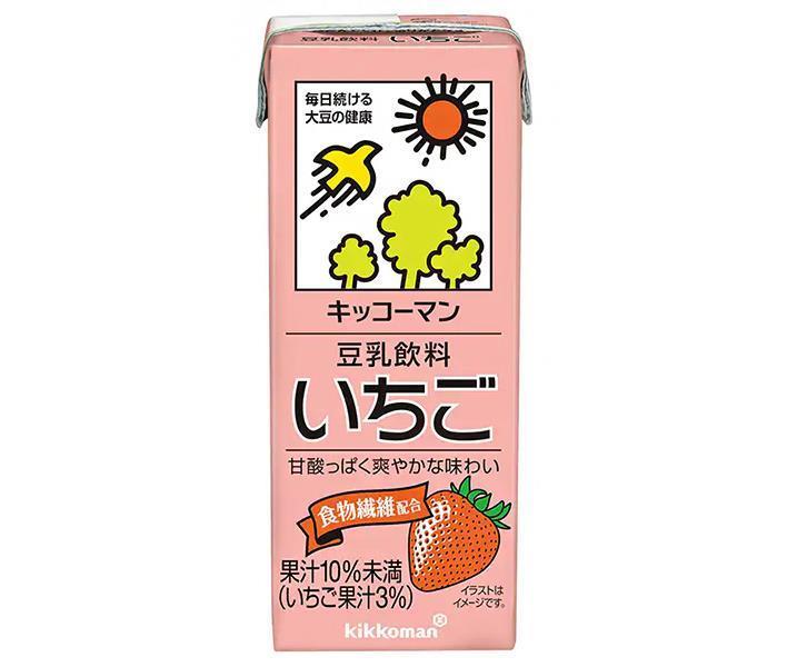 [11/25~ 10% off all products!!] Kikkoman Soy Milk Drink Strawberry 200ml Paper Pack x 18