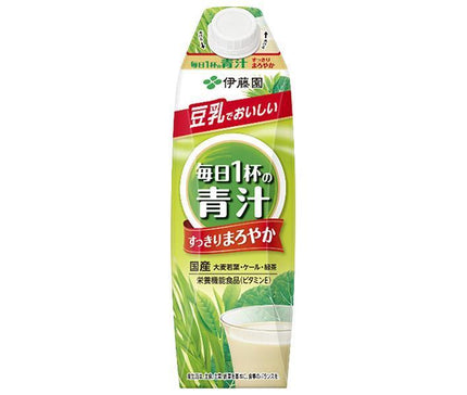 Itoen One cup of green juice every day, refreshing and mellow soy milk mix, 1000ml paper pack x 6 bottles 