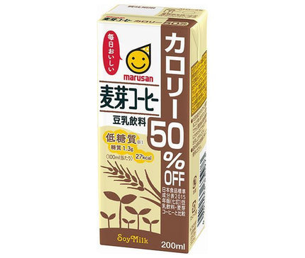 マルサンアイ 豆乳飲料 麦芽コーヒー カロリー50％オフ 200ml紙パック×24本入