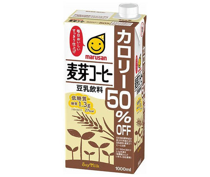 Marusanai soy milk drink, malt coffee, 50% less calories, 1000ml paper pack x 6 bottles 