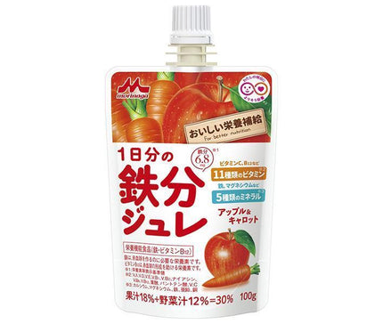 Morinaga Milk Industry One Day's Worth of Iron Jelly Apple & Carrot 100g Pouch x 24 pieces 