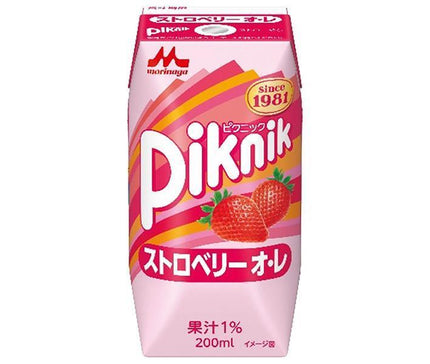 Morinaga Milk Picnic Strawberry Ore (récipient Prisma) paquet de papier de 200 ml x 24 pièces