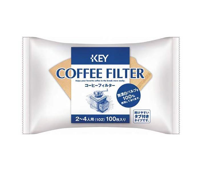 Key Coffee Filtre à café non blanchi avec languette, pour 2 à 4 personnes, 100 pièces x 10 sachets 